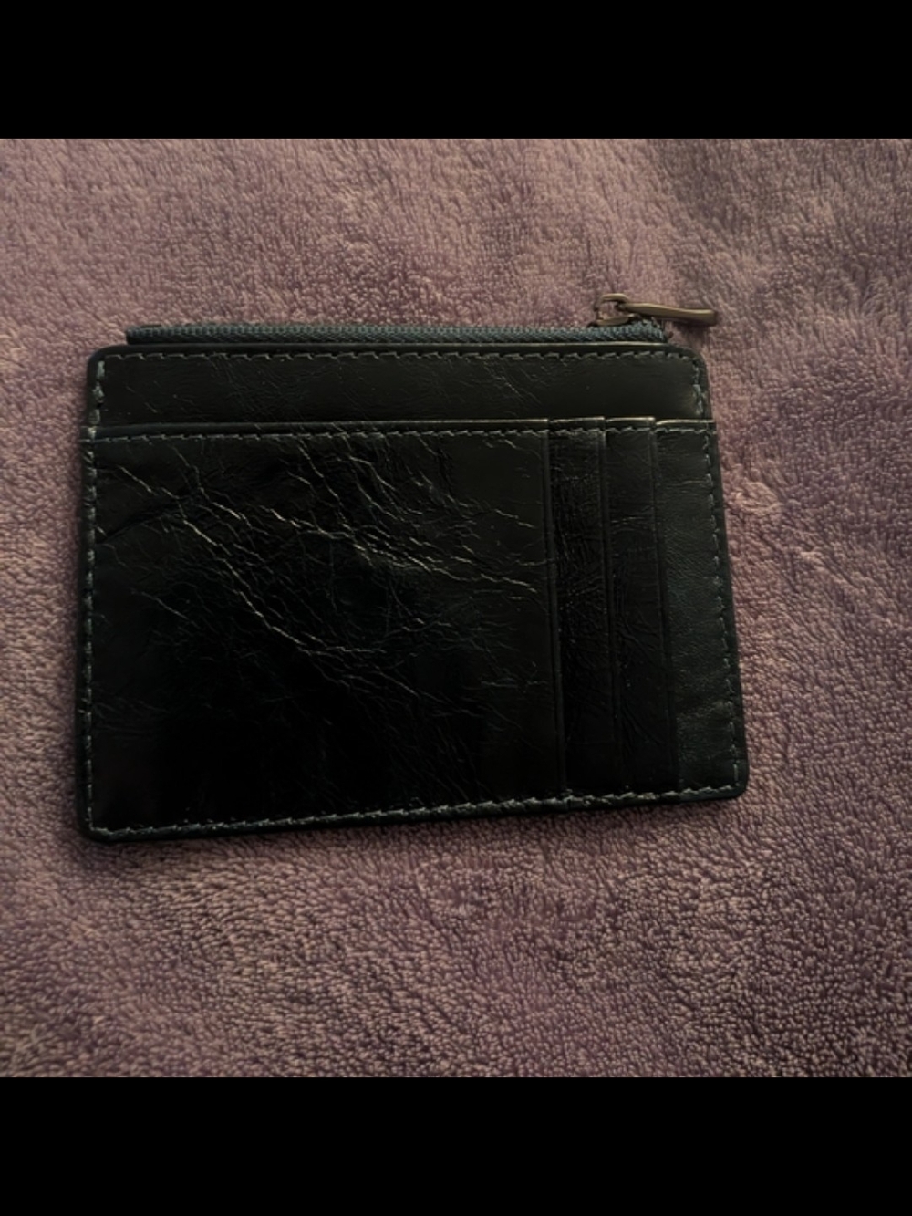 Women's Classic Jade Leather Slim Card Holder Wallet with Zipper Pocket